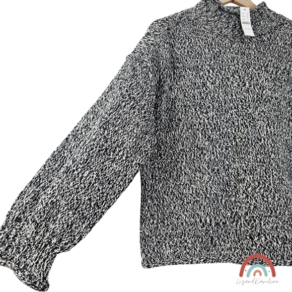 New! J. Crew Marled 2025 Rollneck Sweater in Black Carbon Ivory - Picture 10 of 12